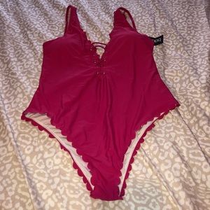 Pink tie up swim suit